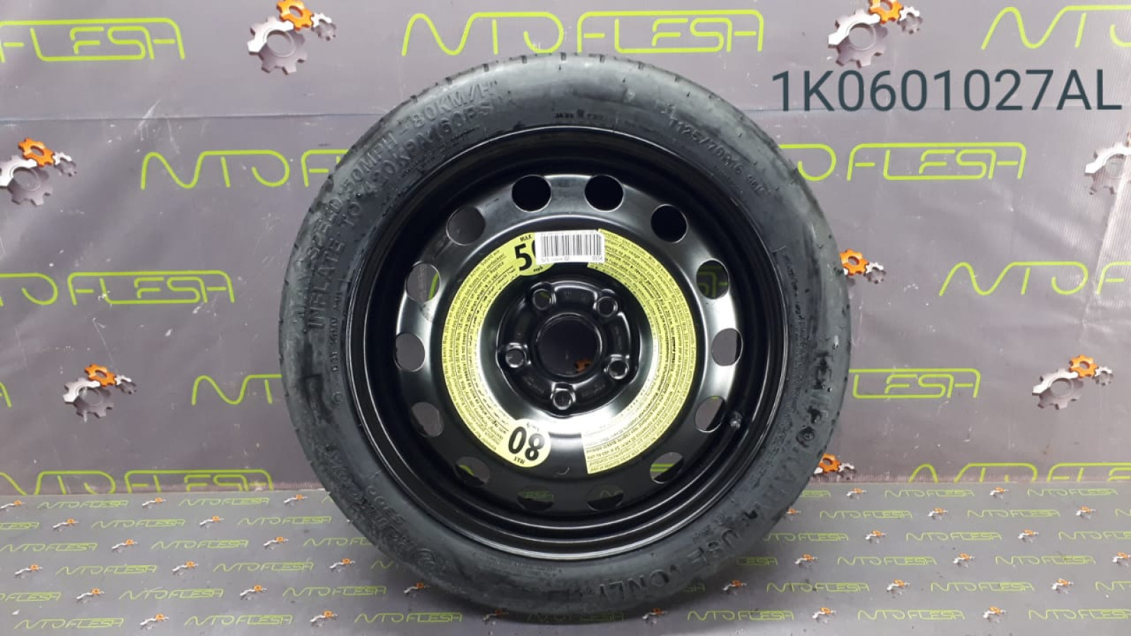 Б/у запаска/ докатка 1K0601027AL, 3.5Jx16H2, ET25.5, 5x112/ T125/70, R16, 96M для Audi/ Volkswagen