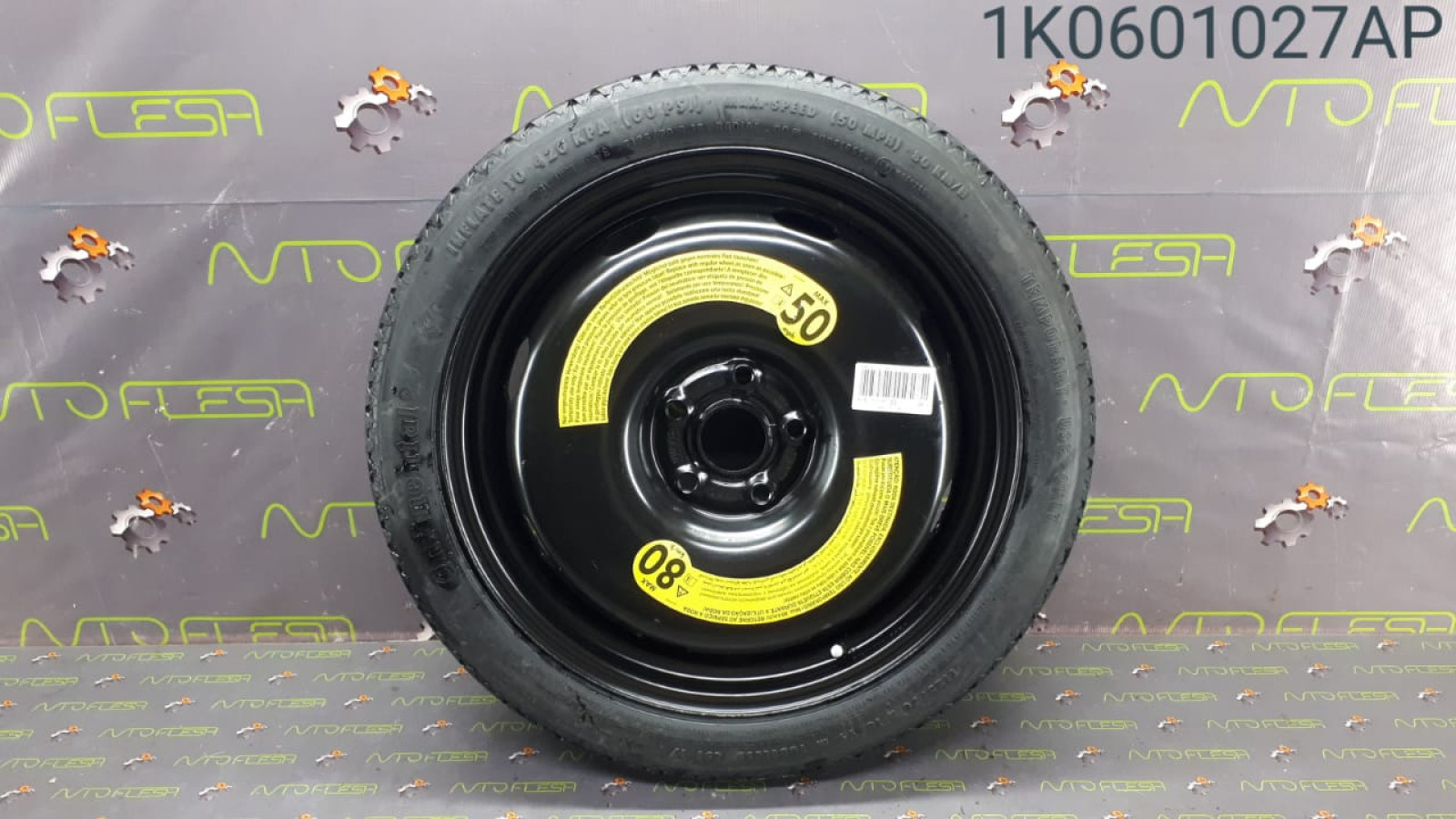 Б/у запаска/ докатка 1K0601027AP, 3.5Jx18H2, ET25.5, 5x112/ Continental T125/70, R18, 99M для Audi/Seat/ Skoda/ Volkswagen
