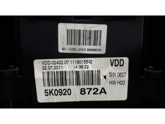 Б/у щиток приборов/ спидометр 5K0920872A для Volkswagen Golf VI Б/у щиток приборов/ спидометр 5K0920872A для Volkswagen Golf VI